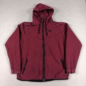 Nike Hoodie Mens XL Red Tech Fleece Windrunner Full Zip Performance Athleisure